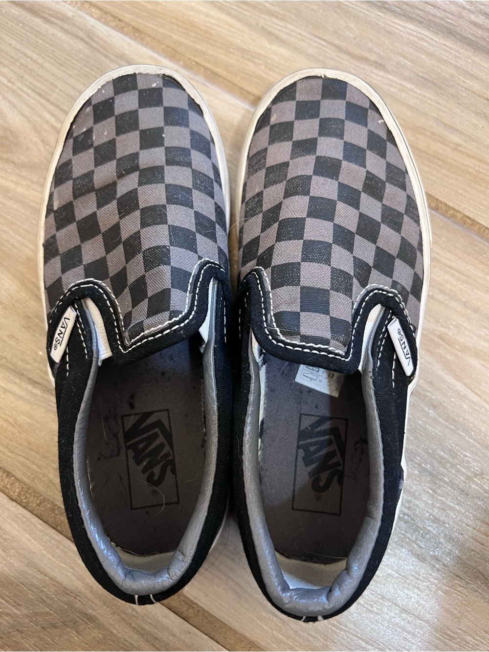 Vans Kids Slip-On Checkerboard Sneakers - Black and Gray